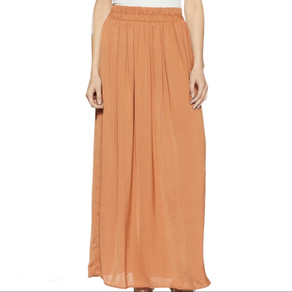 Forever 21 Rust Gold A Line Accordion Pleated Midi Skirt Small Medium